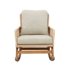 Contemporary Minimalist Beige Wicker Rocking Chair