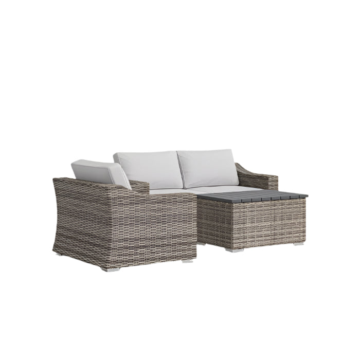 Laguna Sol Stylish Rattan Wicker Fully Assembled 3-Person Outdoor Seating Set