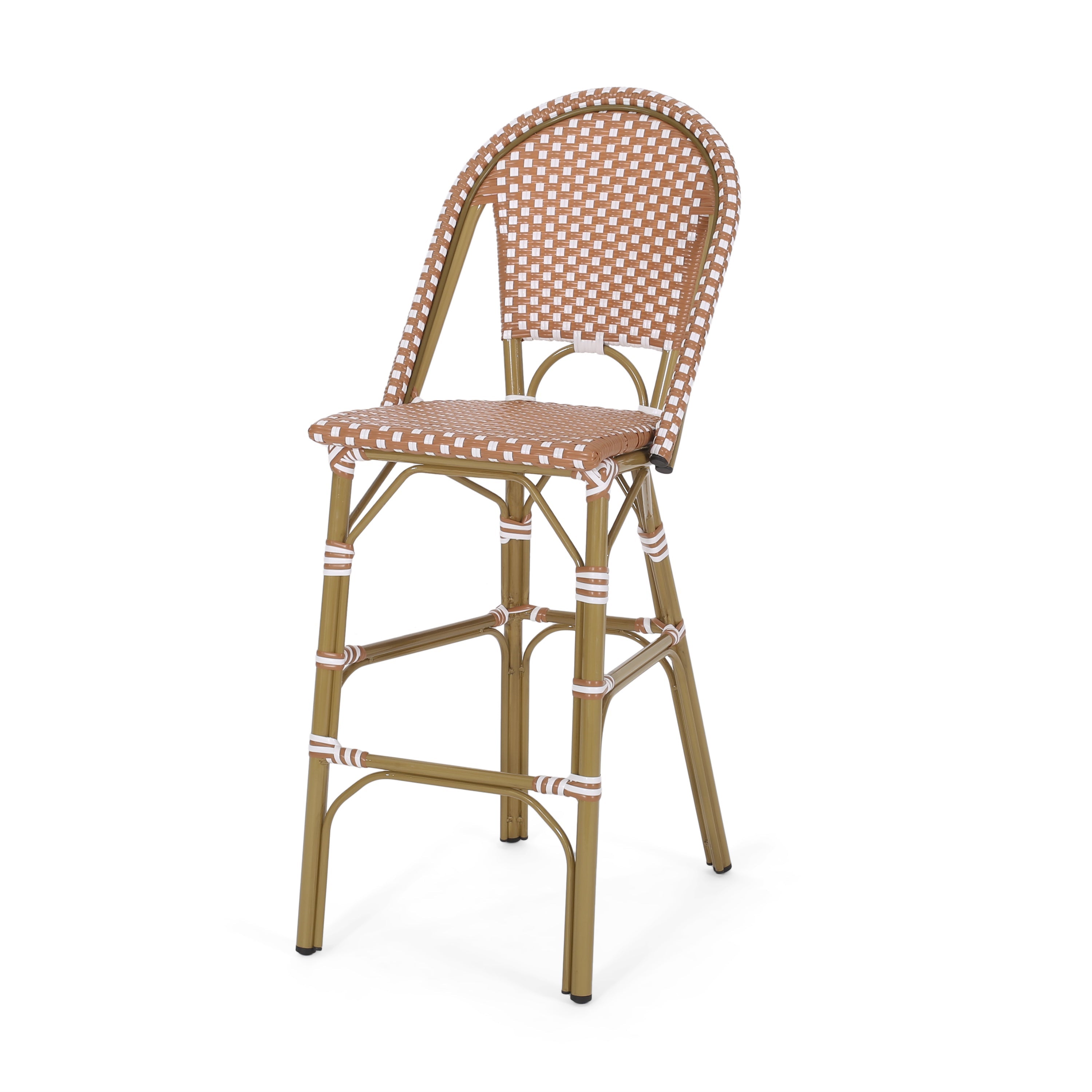 Clifftop 29.5" Outdoor Rattan Bar Stool with Aluminum Frame and Footrest, Set of 2