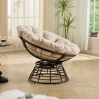 360° Swivel Indoor Outdoor Wicker Papasan Chair with Soft Thick Cushion