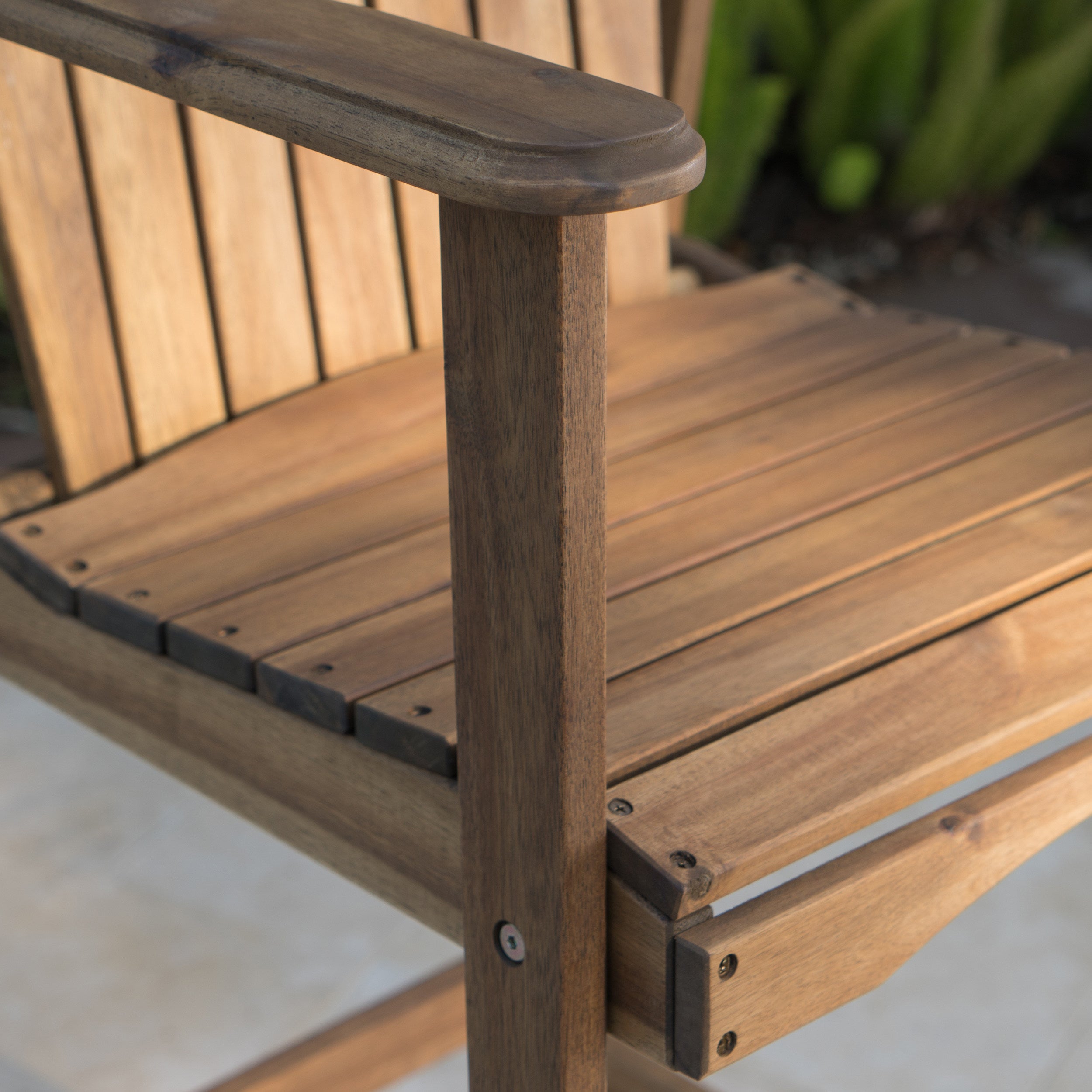Outdoor Acacia Wood Adirondack Barstools, Set of 2