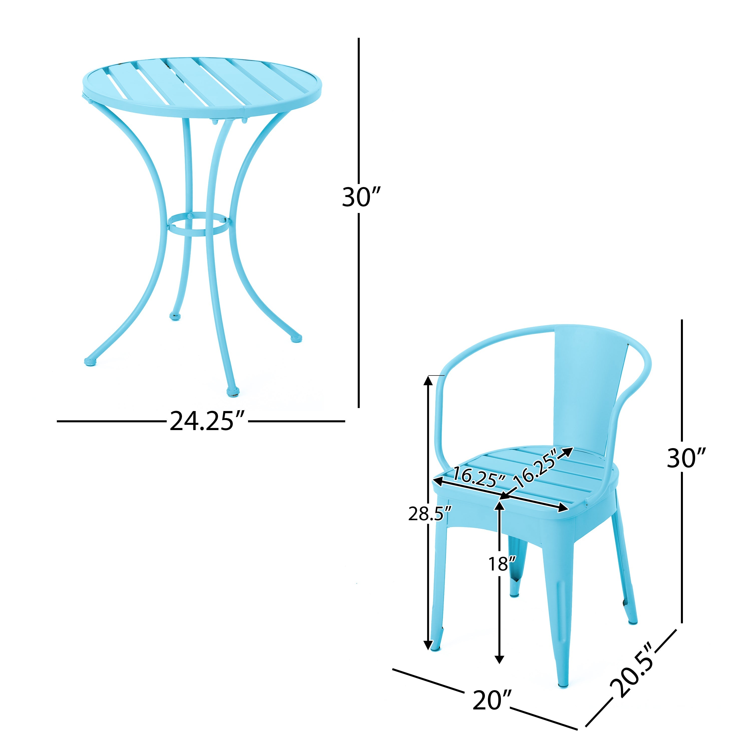 Colman 3-Piece Iron Bistro Set with Table and 2 Chairs