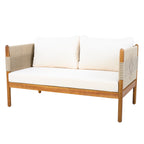 Seabrook Acacia Wood Outdoor Loveseat with Diamond Rope Weave & Cushions