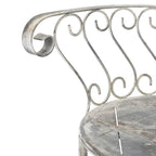Distressed Silver Finish Iron French Country Garden Chair