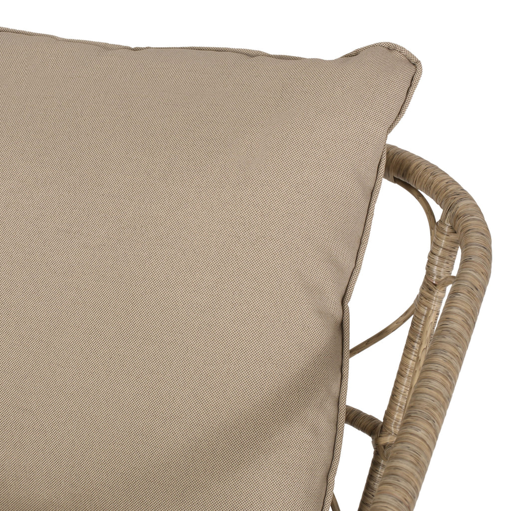Zircon Outdoor Loveseat with Woven Wicker Weave Design and Back Cushion