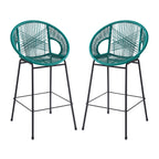Entwined Outdoor Bar Stool with Ergonomic Design and Footrest, Set of 2