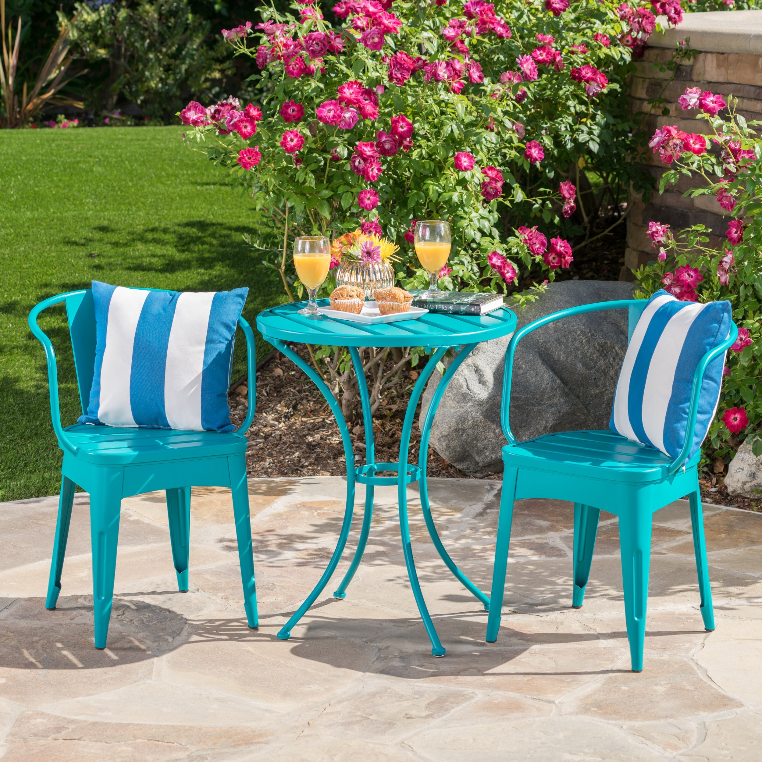 Colman 3-Piece Iron Bistro Set with Table and 2 Chairs