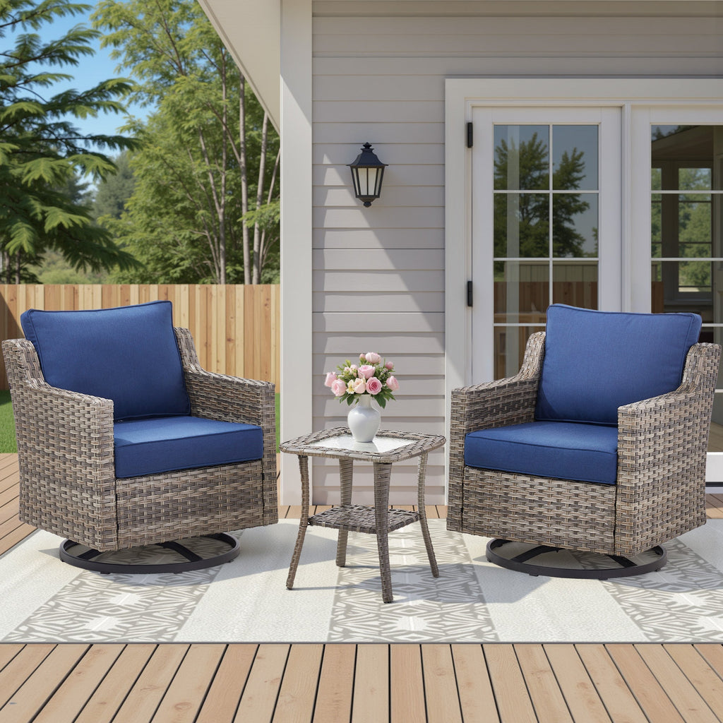 Tatum 3 Piece Outdoor Set with Swivel Rockers