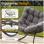 All-Weather Wicker Egg Rocking Chair with Ottoman