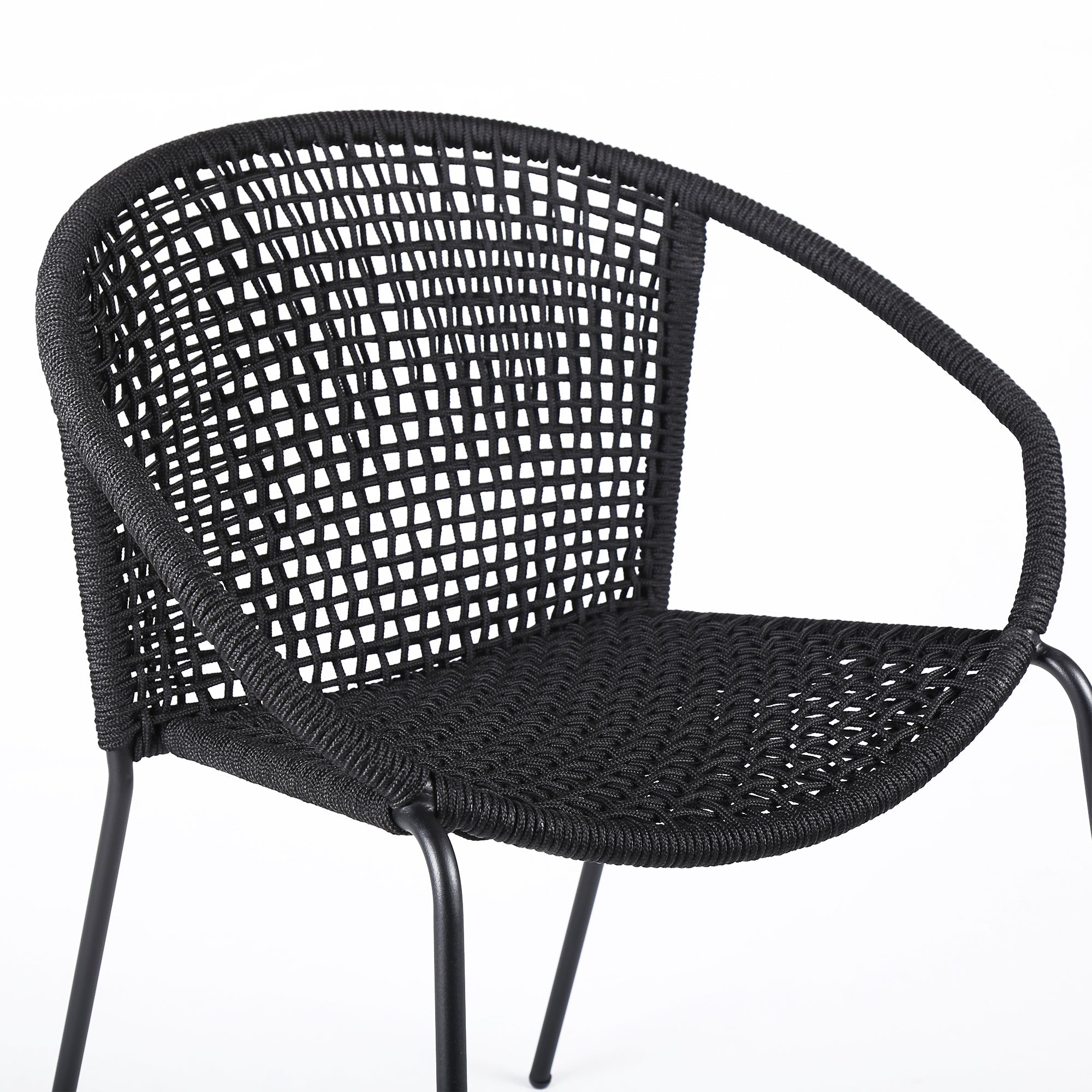 Quilla Indoor Outdoor Stackable Rope Dining Chairs, Set of 2