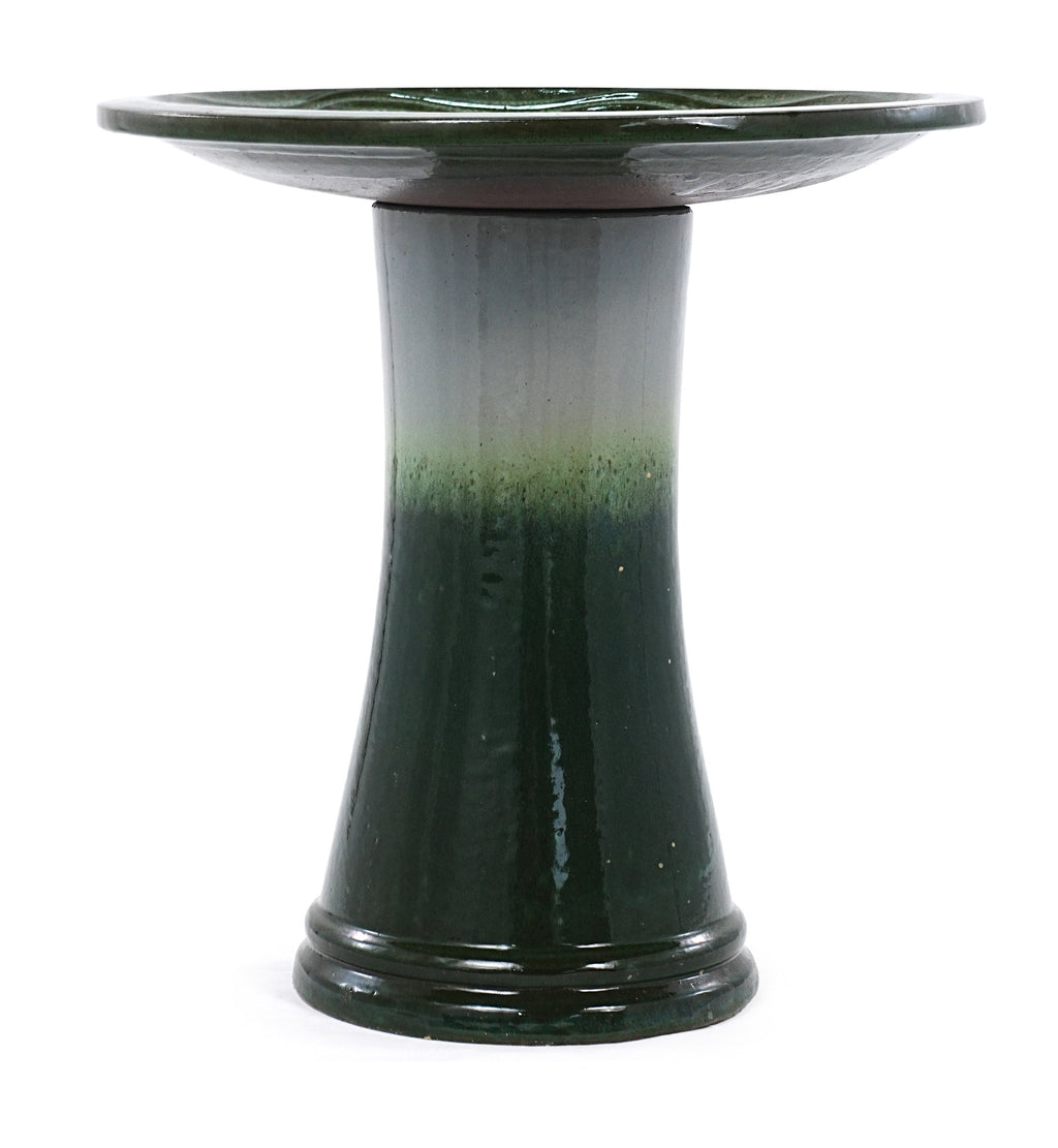 17'' Green Ombre Ceramic Bird Bath