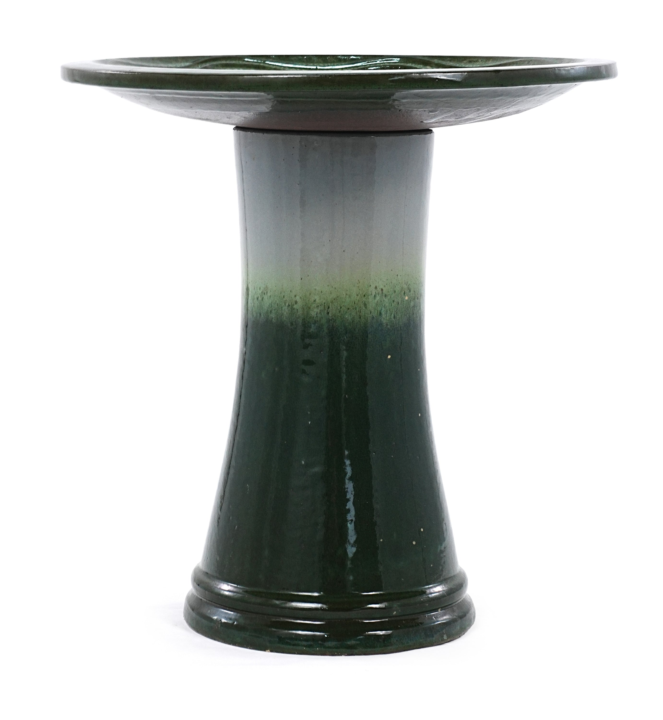 17'' Green Ombre Ceramic Bird Bath