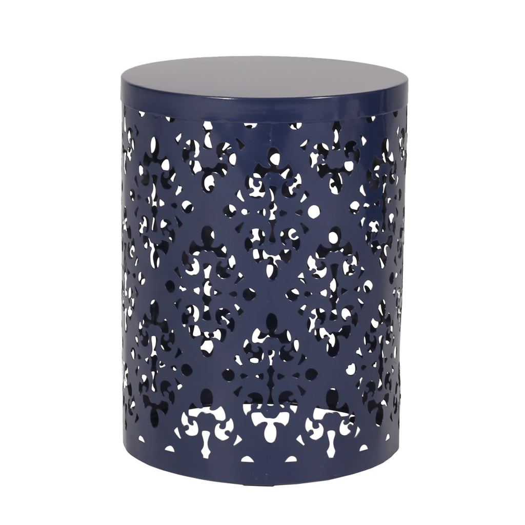 Refinery 2-Piece Outdoor End Table Set with Floral Patten and Iron Cut Design