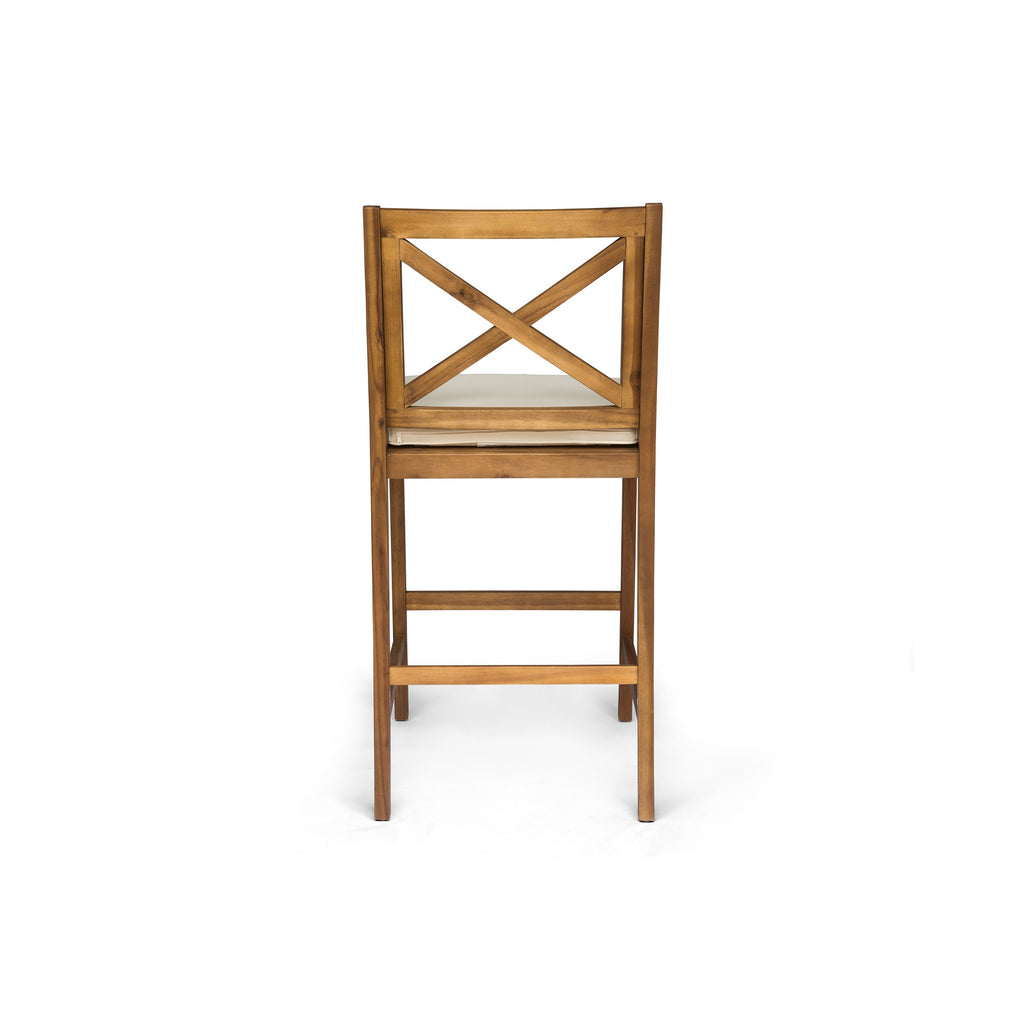 Perla Outdoor Acacia Wood Barstools, Set of 2