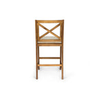 Perla Outdoor Acacia Wood Barstools, Set of 2