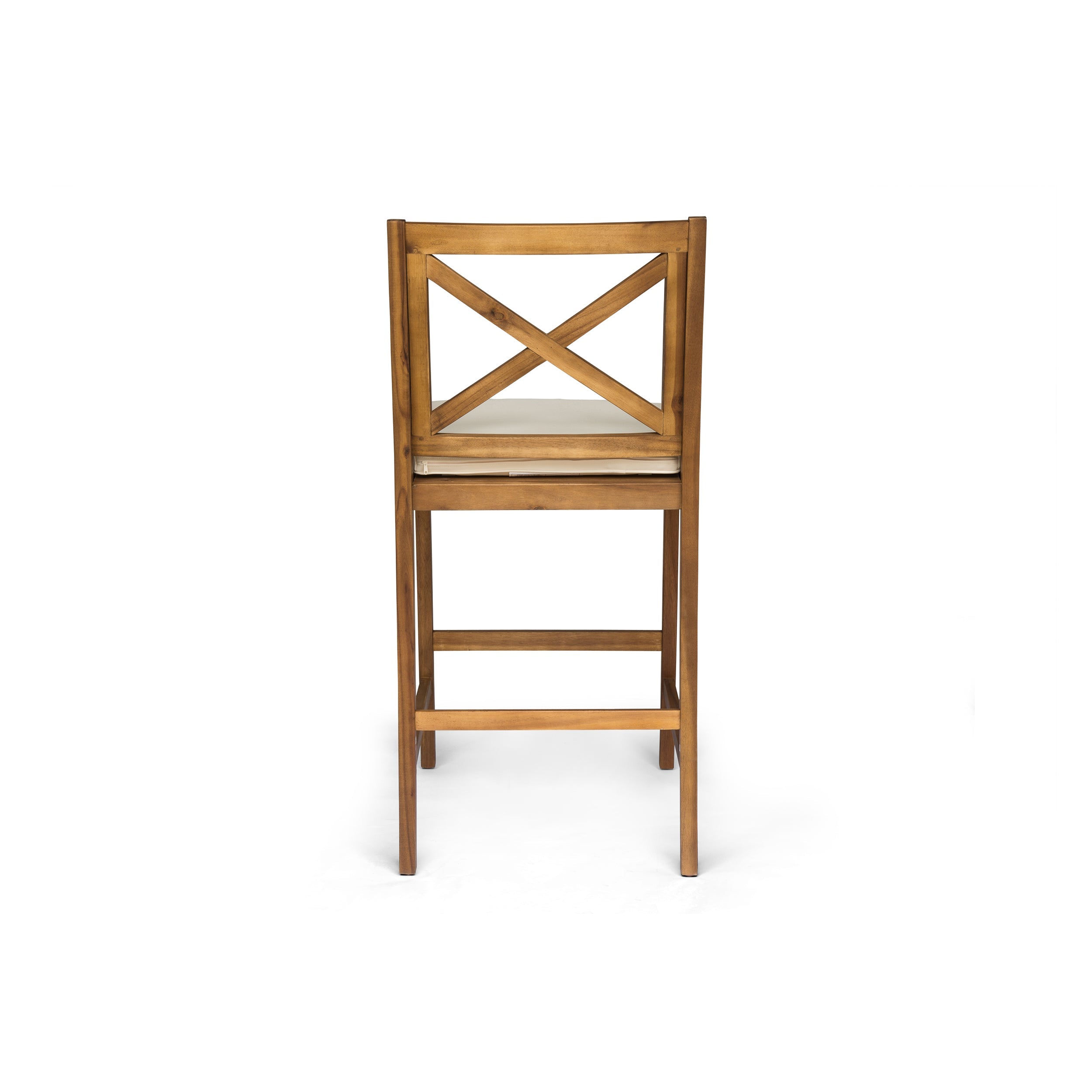 Perla Outdoor Acacia Wood Barstools, Set of 2