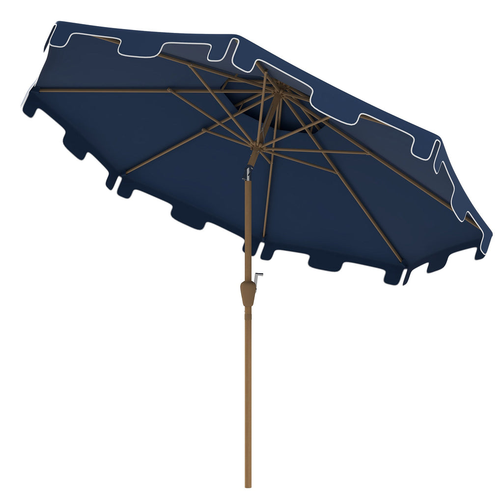 9' Double Top Ruffled Patio Umbrella with Push Button Tilt and Crank
