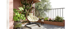 Foldable Rattan Egg Swing Chair with Iron Frame, Plush Cushion & Removable Headrest