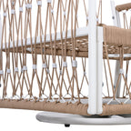 Caspian 3-Piece Outdoor Handwoven Rope Conversation Set with Swivel Chairs
