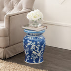 Cherry Blossom 17.75" Ceramic Garden Stool