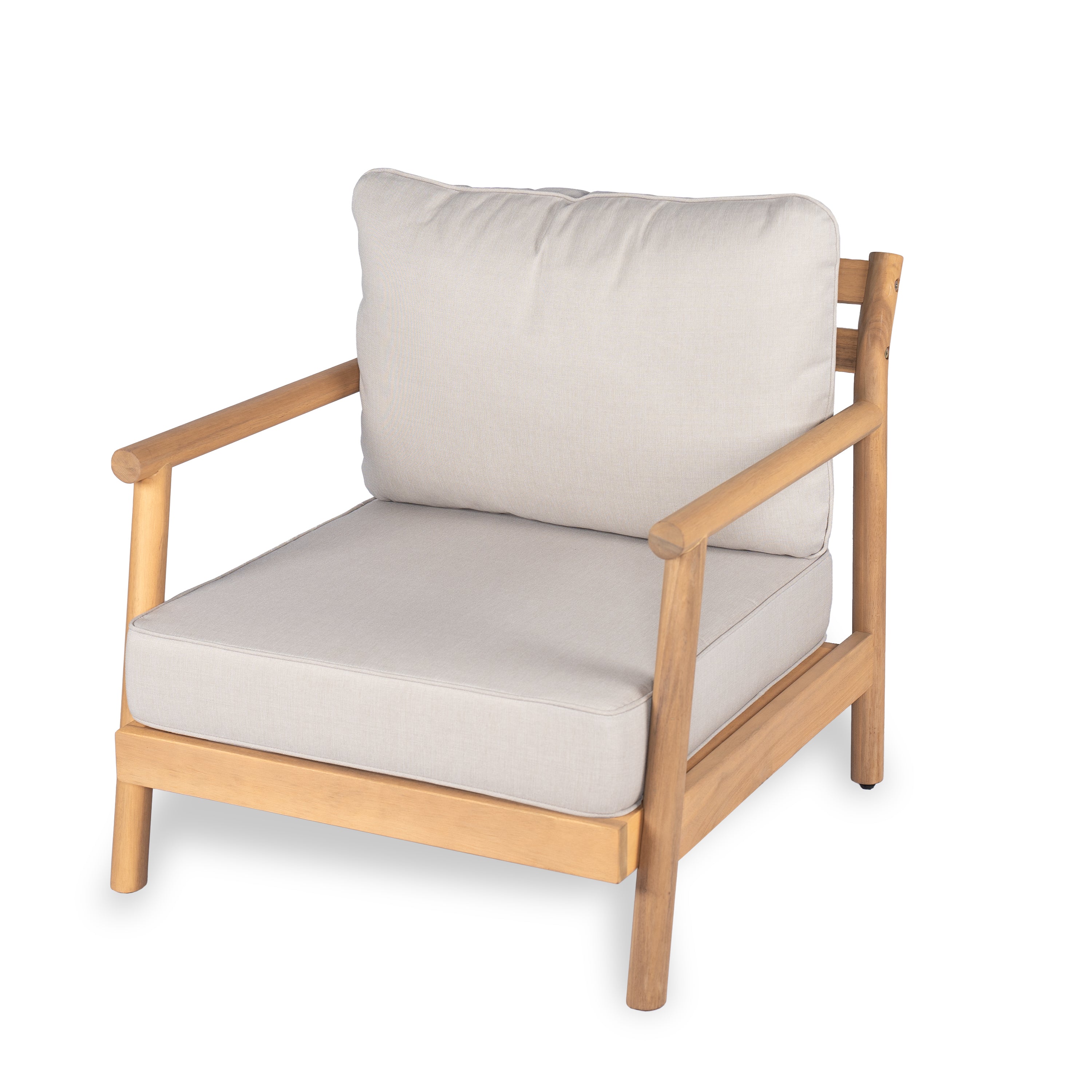Indira Outdoor Acacia Wood Club Chair with Water-Resistant Cushion