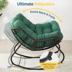 All-Weather Wicker Egg Rocking Chair with Ottoman