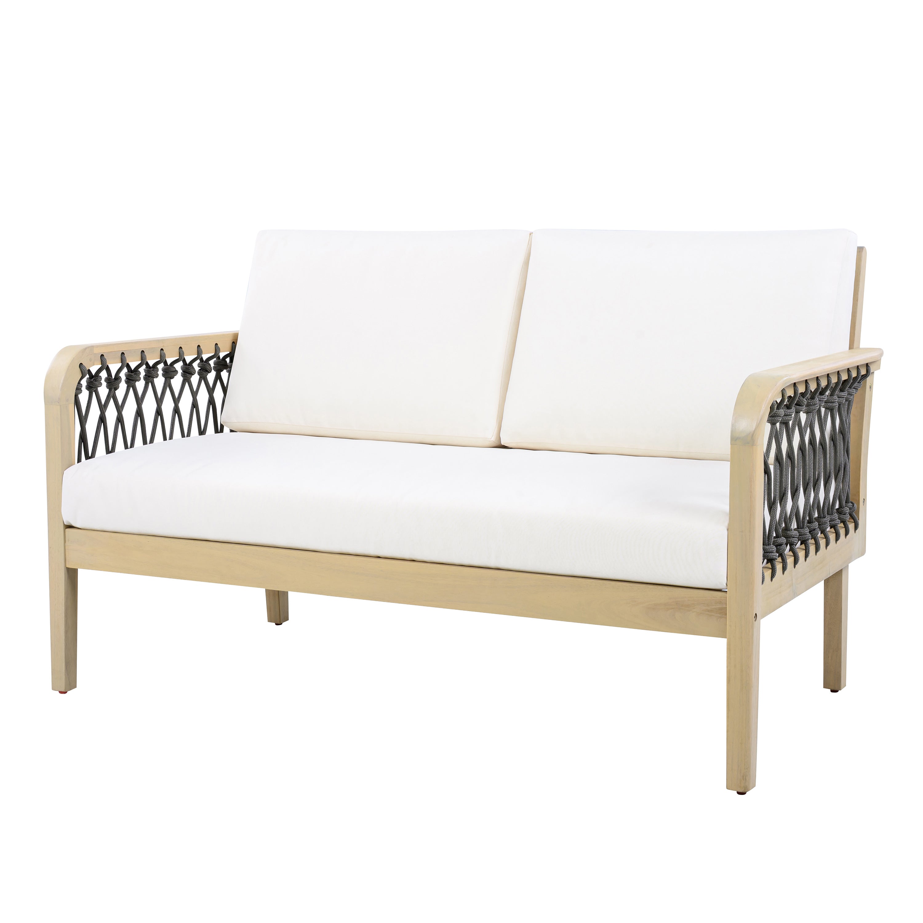 Millie Outdoor Acacia Wood Loveseat & Coffee Table Set