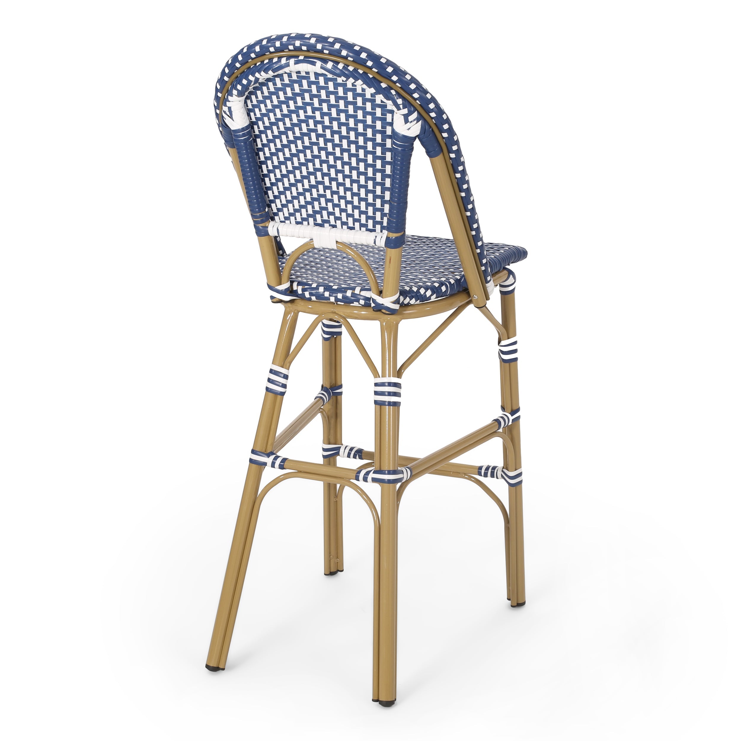 Clifftop 29.5" Outdoor Rattan Bar Stool with Aluminum Frame and Footrest, Set of 2