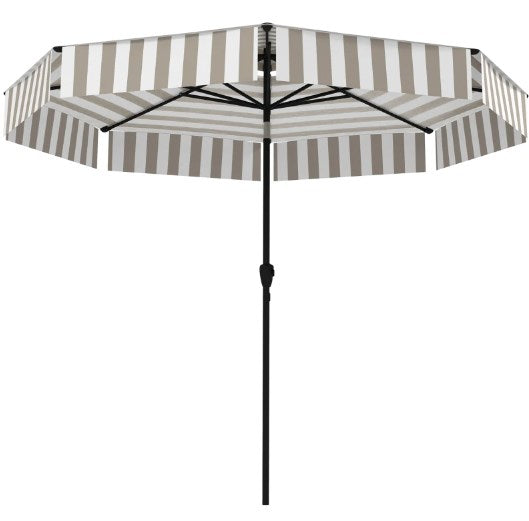 Bistro Stripe 2-Tier Vented Tiltable Patio Umbrella with Crank
