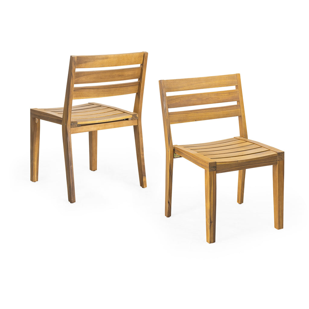 Solene Outdoor Acacia Wood 7-Pieces Expandable Dining Set with Umbrella Hole