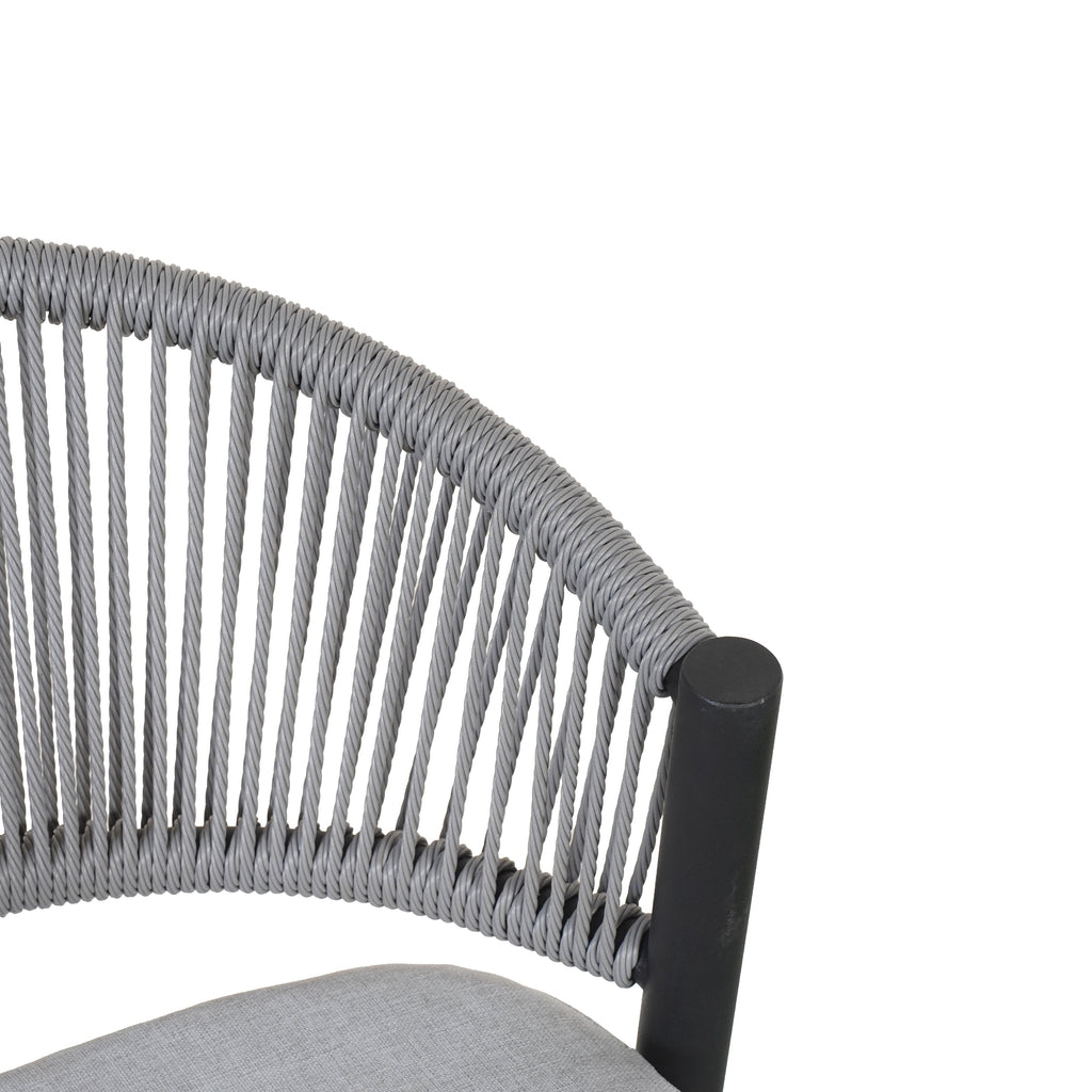 Outdoor Metal Frame Stools with Scallop-Shaped Backrest & Water-Resistant Cushions, Set of 2
