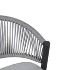 Outdoor Metal Frame Stools with Scallop-Shaped Backrest & Water-Resistant Cushions, Set of 2