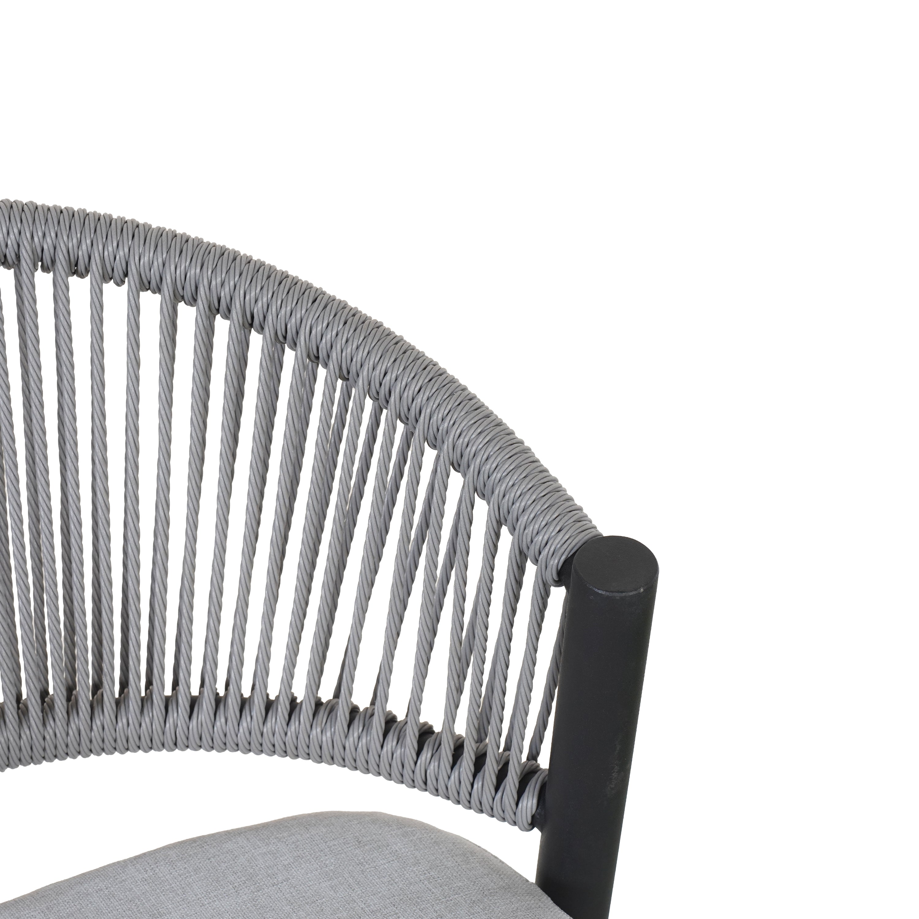 Outdoor Metal Frame Stools with Scallop-Shaped Backrest & Water-Resistant Cushions, Set of 2