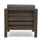 Oana Outdoor Acacia Wood Club Chair with Cushion