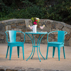 Pursuant 3-Piece Iron Bistro Set with Round Table and 2 Curved Back Chairs