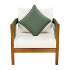 Azari Outdoor Acacia Wood Club Chair with Handwoven Rope Accents & Curved Backrest