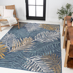 Calypso Coastal Casual Palm Frond Reversible Machine-Washable Indoor/Outdoor Runner Rug