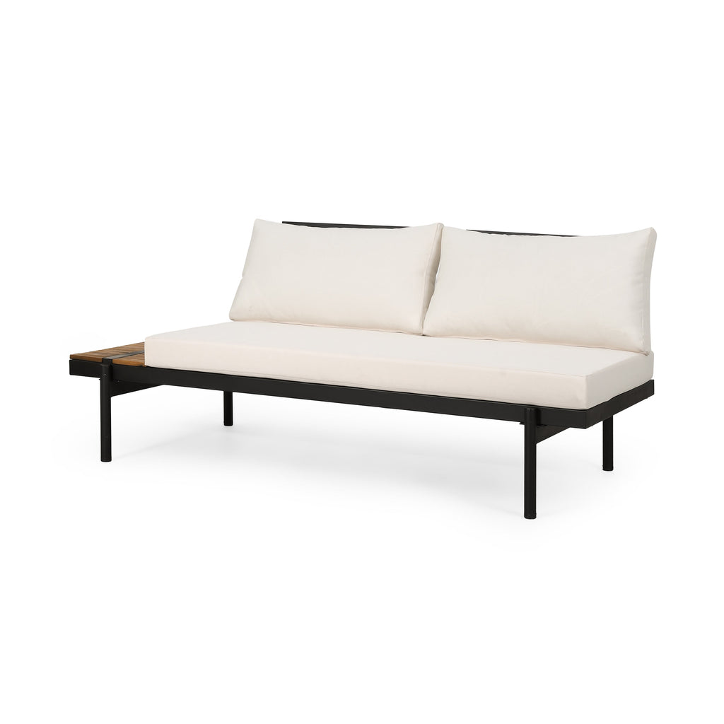 4-Piece Outdoor Sectional Sofa Set with Coffee Table, Water-Resistant Cushions and Iron Frame