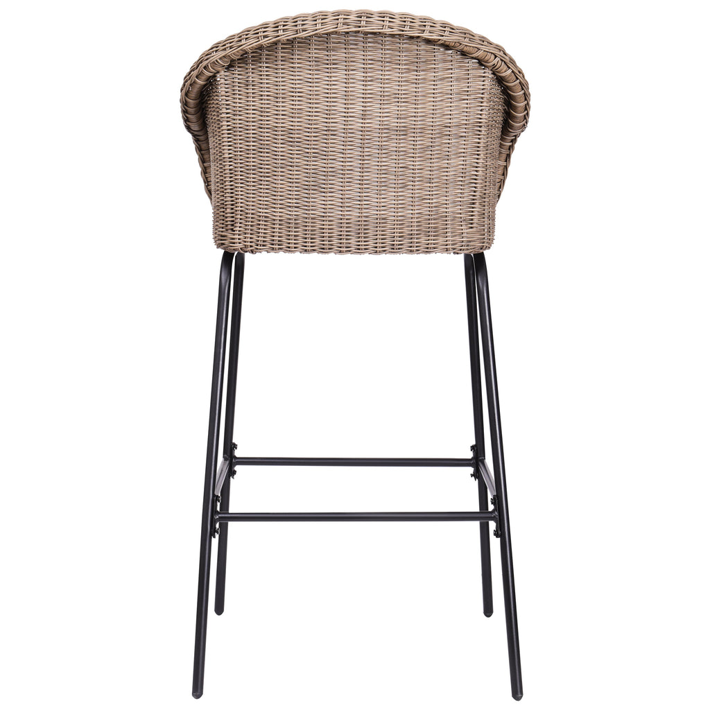 Ladd Outdoor Metal Wicker Barstool, Set of 2