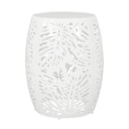Rebirth Outdoor End Table with Tropical Palm Leaf Pattern and Iron Frame