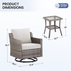 Tatum 3 Piece Outdoor Set with Swivel Rockers
