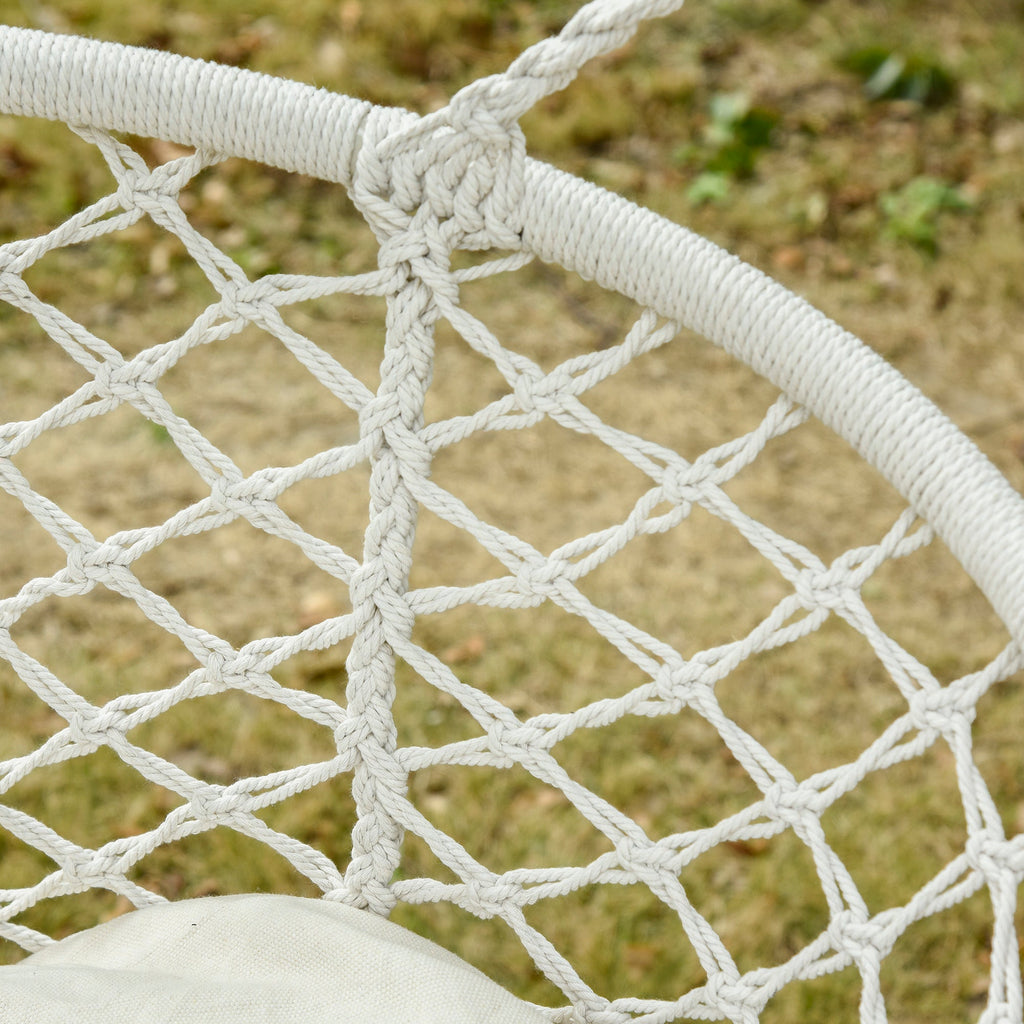 Visioned Outdoor Hanging Hammock Swing Chair with Macrame Design and Soft Cushion