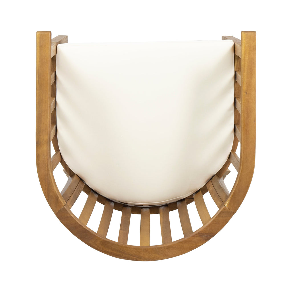 Venerable Outdoor Dining Chair with Slatted Back and Cushion Seat, Set of 2