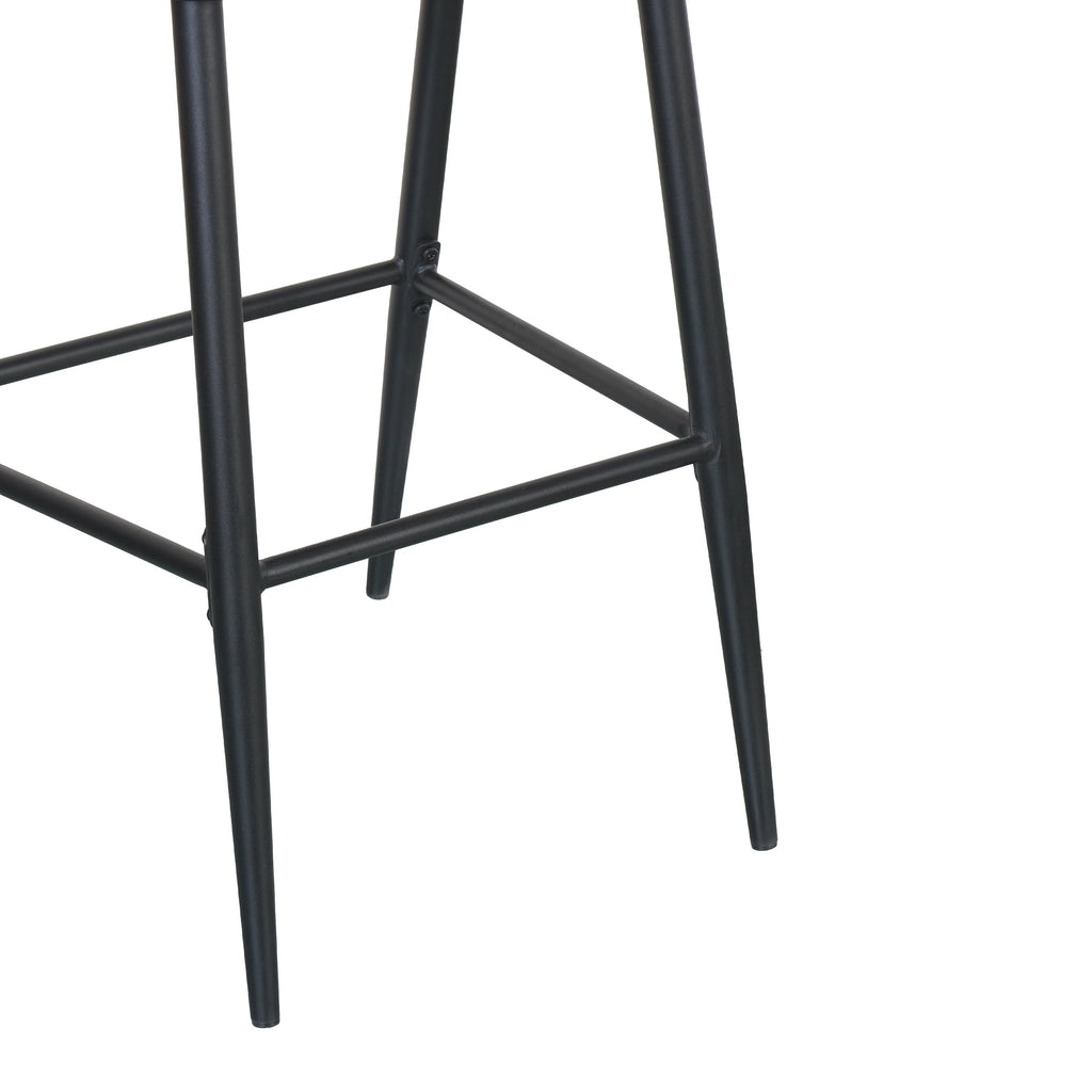 Outdoor Metal Frame Stools with Scallop-Shaped Backrest & Water-Resistant Cushions, Set of 2