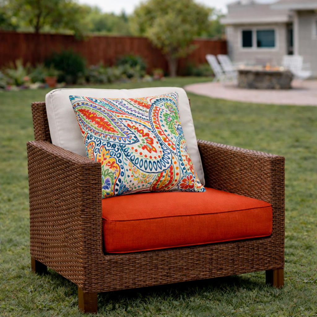 Paisley 18x18 Waterproof & Fade-Resistant Outdoor Throw Pillows, Set of 2