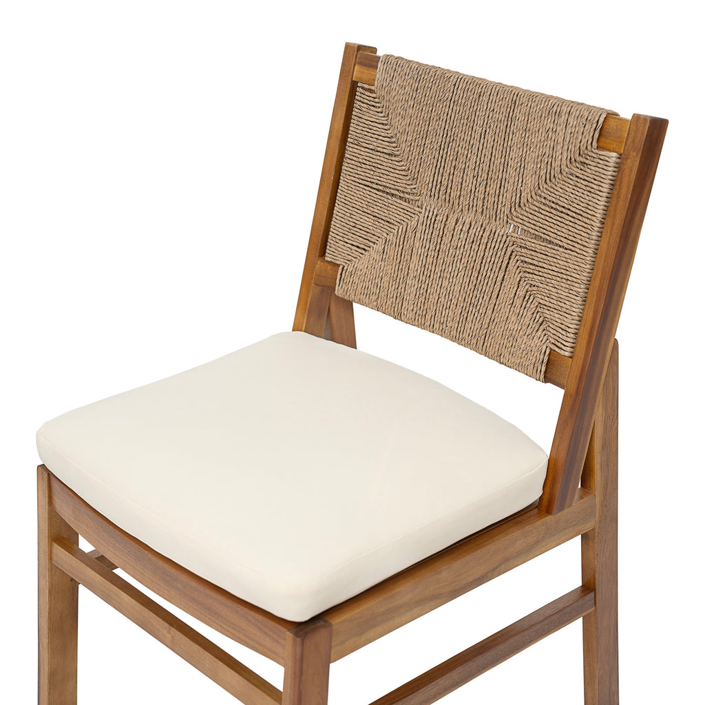 Monica Outdoor Wood and Wicker Woven 7 Piece Dining Set