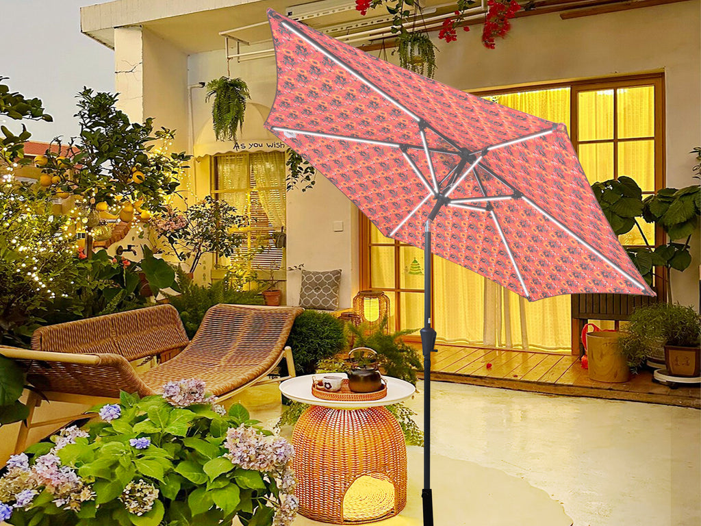 Parasol 9' Patio Umbrella with Lights