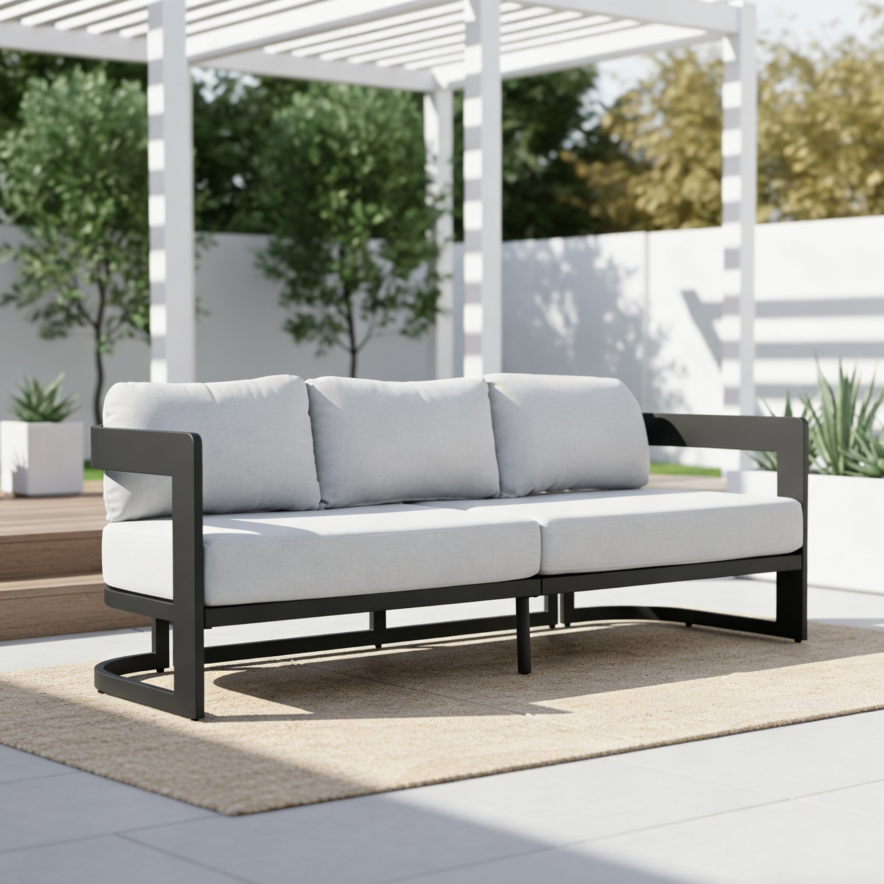 Elko Outdoor Patio Aluminum 3 Seater Sofa