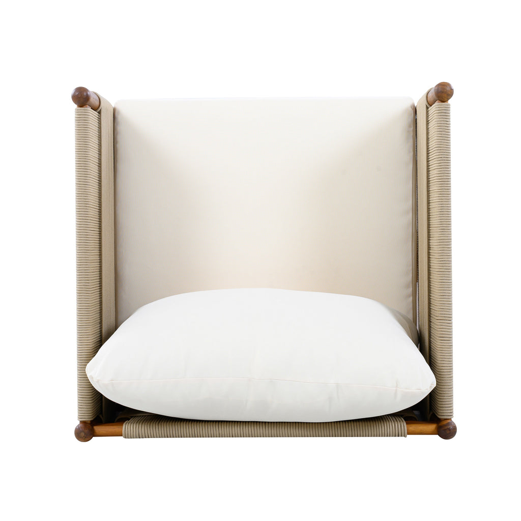 Seabrook Acacia Wood Outdoor Club Chair with Diamond Rope Weave & Cushions