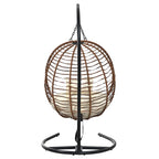 Folding Hanging Swinging Egg Chair with Stand & Tufted Cushion